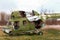 Old destroyed Soviet abandoned military airplanes in the field in Ukraine