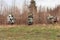 Old destroyed Soviet abandoned military airplanes in the field in Ukraine