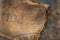 Old dirty hessian sack bag stamped used as upholstery material