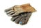 Old Dirty Leather Gloves on white background