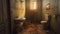 old dirty and neglected abandoned toilet room, neural network generated photorealistic image