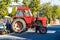 Old and dirty tractor ready for working on field