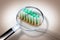 Old dirty and unhygienic toothbrush - Concept image seen through