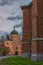 The old district in Uppsala town. View with ancient houses. Sweden.