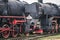 Old disused coal steam black locomotives