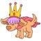 The old dog king is golden crowned with a wise face, doodle icon image kawaii