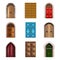 Old doors icons vector set