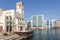 Old Dubai. Traditional Arabic streets in historical Al Fahidi district. tower on an old Arabic-style building on the