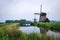 Old dutch windmill in cold morning scenery near Amsterdam