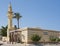 Old egyptian mosque building with minaret