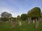 Old elaborate Gravestones lie in no apparent order at St Fillan`s Church ruins, which are covered in Ivy at Forgan.