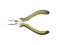 Old Electrician plier, tools cutting wires plier white background.