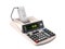 Old electronic calculator front view 3d render on white no shadow
