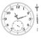 Old elegant clock face template with numerals and arrows.
