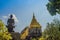 Old elephant chedi with golden top pagoda at Wat Chiang Man or Wat Chiang Mun, the oldest temple in Chiang Mai, Thailand, built in