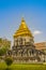 Old elephant chedi with golden top pagoda at Wat Chiang Man or Wat Chiang Mun, the oldest temple in Chiang Mai, Thailand, built in