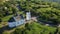 Old Elias church in Subotiv, Cherkasy region. Aerial orbiting view