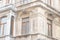 Old european buildings facade with fretwork. Closeup of the of a building, on the streets of Istanbul, Turkey