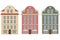 Old european city houses. Colored vector illustration