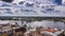Old European city Riga top view. 4K Time Lapse.