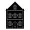 Old european house. Flat black drawing