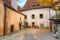 Old European medieval houses in the streets of