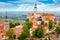 Old European Town with castle and clock