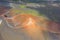 Old extinct inactive craters on the slope of the volcano Etna with tourist trails, aerial top view