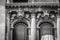 Old facade decorations in black and white, Venice, Italy