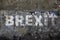 Old facade with the word `brexit` on it