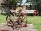 Old farm equipment in the garden