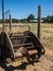 Old farm equipment at vineyard