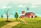 Old farm flat vector illustration