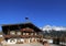 Old farmhouse in front of Kaiser Mountains, Austria