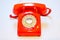 Old fashion rotary dial phone on white background