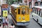 Old-fashioned bonde tram stands empty on the streets of Santa Te