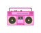 Old fashioned, boombox from 90s, flat vector illustration.