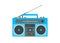 Old fashioned, boombox from 90s, flat vector illustration.