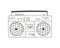 Old fashioned, boombox from 90s. Hand-drawn vector illustration, doodle style. Linear