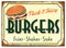 Old Fashioned Burgers and Fries Sign Tin Retro