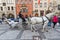 Old fashioned carriage in centre of Prague.