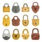 Old fashioned door locks flat vector illustrations set