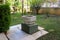 An old-fashioned faucet with drinking water in the inner courtyard of the Alanya Archaeological Museum Turkey