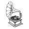 Old fashioned gramophone engraving vector