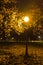 Old fashioned lantern at autumn evening in Kalemegdan park, Belgrade