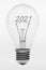 Old fashioned light bulb with the text two thousand and twenty one