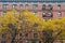 Old fashioned New York apartment building with ornate window frames