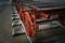 Old-fashioned obsolete railway rolling stock close-up for freight transport