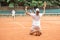 old-fashioned players after winning tennis match