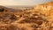 Old-fashioned settlement in a hot, deserted area, showcasing the decaying, eroded remains of an ancient civilization\\\'s